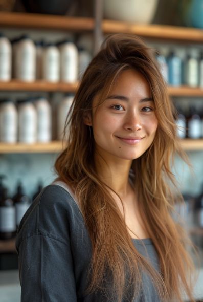 Happy woman in salon